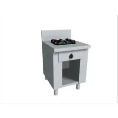 GAS EURASIA COOKER, 1 BURNER  - MOD. PAP01 - Entirely made to measure - Open cupboard - Smooth cooktop - Gas power choices kW 9,5/3,0/4,5/7,5 - Dimensions: cm L 50 x D 70 x H 85 - CE approved