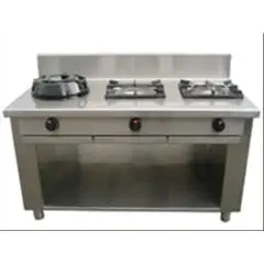 GAS EURASIA COOKER, 3 BURNERS  - MOD. PAP03 - Entirely made to measure - Open cupboard - Smooth cooktop - Gas power choices kW 3,0/4,5/7,5/9,5/14/21 - Dimensions: cm L 150 x D 70 x H 85 - CE approved