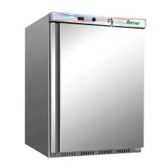 UNDERCOUNTER FRIDGE - STAINLESS STEEL AND ABS - STATIC COOLING - ECO - Mod. G-ER200SS - SINGLE SOLID DOOR - GROSS CAPACITY LT 130 - TEMPERATURE RANGE +2º/+8ºC - Dimensions cm L60 x D58,5 x h85,5 - CE APPROVED