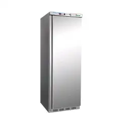 UPRIGHT FRIDGE - STAINLESS STEEL AND ABS - STATIC COOLING - ECO - Mod. G-ER400SS - SINGLE SOLID DOOR - GROSS CAPACITY LT 340 - TEMPERATURE RANGE +2º/+8ºC - Dimensions cm L60 x D58,5 x h185,5 - CE APPROVED