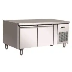 REFRIGERATED COUNTER - STAINLESS STEEL AISI 304 - VENTILATED COOLING - HEIGHT 65 cm - Mod. G-UGN2100TN - GASTRONORM 1/1 (cm 53x32,5) - DOUBLE SOLID DOOR - GROSS CAPACITY Lt 170 - TEMPERATURE RANGE -2°/+8°C - Dimensions cm L136 x D70 x h65 - CE APPROVED