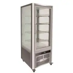 VERTICAL REFRIGERATED DISPLAY - STAINLESS STEEL AISI 430 - DOUBLE GLAZING ON 4 SIDES - Mod. G-VGP400R - VENTILATED COOLING - CAPACITY Lt 408 - TEMPERATURE RANGE +2°/+8°C - Dimensions cm L70,6 x D74 x h180 - CE APPROVED