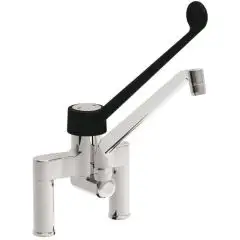 SINK TAP Mod. RBMBS - Double faucet hole and single handle - swing mixer - Black clinical lever - Faucet hole: ø 22 mm