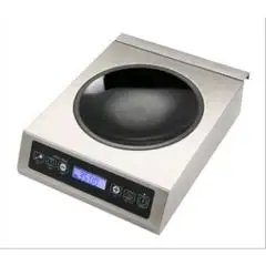INDUCTION HOB WOK - Mod. INDW 350 K - Glass ceramic plate - LED display - Induction surface mm 140 ÷ mm 220 - Power kW 3,5 - Single phase - Dimensions cm L 34 x D 44 x 11,5h - EC standards