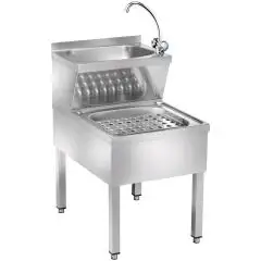 HAND AND RAG WASH BASIN - MOD. LMMC - STAINLESS STEEL CONSTRUCTION - HOT/COLD TAP - DIMENSIONS cm 70 x 50 x 89 h