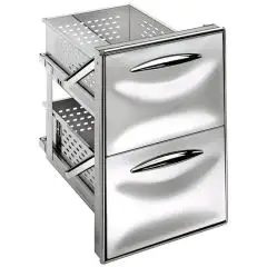 STAINLESS STEEL CHEST OF DRAWERS 1/2 - Line ICE - Mod. IC CS12 40 GS - Simple guide - Rounded corners - Bench hole cm L 44,5 x 60,4 H - Drawer depth cm 43,1