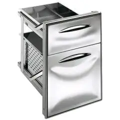 STAINLESS STEEL CHEST OF DRAWERS 2/3 - Line ICE - Mod. IC CS23 40 GS - Simple guide - Rounded corners - Bench hole cm L 44,5 x 60,4 H - Depth of drawer cm 43,1