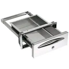 SERVICE DRAWER WITH STAINLESS STEEL KEY - Line ICE - Mod. IC CS PC40 - Rounded corners - Bench hole cm L 35 x 14 H - Depth of drawer cm 44,4