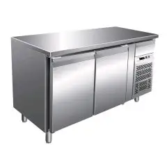 REFRIGERATED COUNTER - STAINLESS STEEL AISI 304 - FOR BAKERIES - VENTILATED COOLING - Mod. G-PA2100TN - DOUBLE SOLID DOOR - GROSS CAPACITY Lt 390 - TEMPERATURE RANGE +2°/+8°C - Dimensions cm L151 x D80 x h86 - CE APPROVED