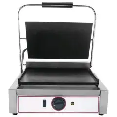 ELECTRIC PANINI GRILL - CAST IRON - Mod. LM 1 - Single smooth plate - Cooking plate cm 22,5x23 - Power kW 1,8 - Single phase - Dimensions cm L 43 x D 31 x 22h - CE approved