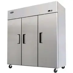 COMPACT UPRIGHT FREEZER - STAINLESS STEEL - Mod. YBF9242GR - VENTILATED COOLING - CAPACITY LT 1390 - N. 3 DOORS - TEMPERATURE -17°/-22°C - Dim. cm L 180 x D 73 x h 182 - CE APPROVED