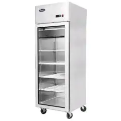 UPRIGHT FRIDGE - STAINLESS STEEL - SNACK MODEL - Mod. YCF9401GR - VENTILATED COOLING - CAPACITY LT 410 - N. 1 GLASS DOOR - TEMPERATURE 0°/+8°C - Dim. cm L 60 x D 73 x h 195,5 - CE APPROVED
