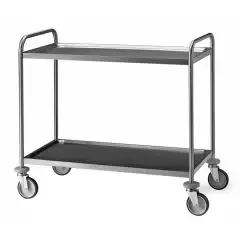 Service trolley with bolted pressed shelves - Model 1400 - AISI 304 stainless steel structure - 2 shelves - shelf cm 100 x 50 - capacity 120 kg - Dimensions cm 109 x 59 x 95 h