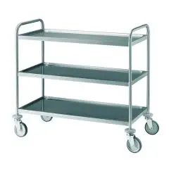Service trolley with bolted pressed shelves - Model 1405 - AISI 304 stainless steel structure - 3 shelves - shelf cm 100 x 50 - capacity 120 kg - Dimensions cm 109 x 59 x 95 h