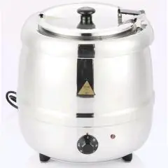 ELECTRIC SOUP WARMER - Mod. SP10S.S. - Removable stainless steel containers - Capacity lt. 9 - Power W 400 - Single phase - Dimensions cm ø L 33 x 36h - EC standards