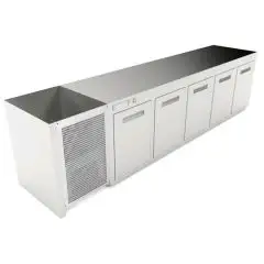 RECESSED REFRIGERATED UNDER BAR COUNTER - MOD. CIR770/TN300 - Positive Temperature (fridge) +4°C/+8°C - L. 300 cm - BUILT-IN CONDENSING UNIT
