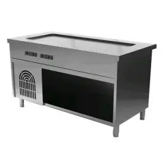 Ambient unit with cold top and undershelf - Top border H 2 cm - Stainless steel construction with scotch brite finish