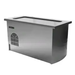 Cold unit with food top - Island unit on castors - Side panels and perimetral skirting board - Stainless steel construction with scotch brite finish