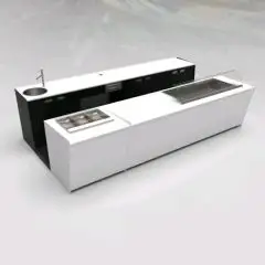 BAR COUNTER AND BACK COUNTER WITH PANORAMA ICE CREAM DISPLAY - MOD. START UP L1000PANORAMA+L3000/SX H951 VT - WITH REFRIGERATED TANK FOR FOOD & BEVERAGE DISPLAY ON THE LEFT - GLASS FOR REFRIGERATED TANK PROTECTION - N. 3 CELLS WITH VENTILATED REFRIGERATIO