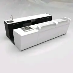 BAR COUNTER AND BACK COUNTER WITH PANORAMA ICE CREAM DISPLAY - MOD. START UP L1000PANORAMA+L2500 H1150 - DOUBLE GLASS PALLET - N. 3 CELLS WITH VENTILATED REFRIGERATION - POWER SUPPLY V 230/50Hz SINGLE-PHASE - WITH BUILT-IN CONDENSING UNIT - COFFEE MACHINE