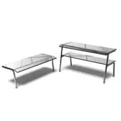 Glass shelf with tubular stainles steel brackets