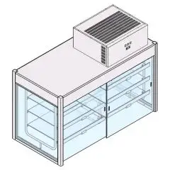 Refrigerated glass display without base and with built-in motor - Stainless steel construction with scotch brite finish