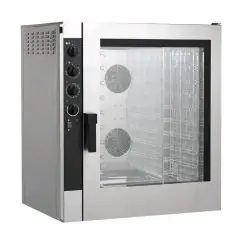 GAS GASTRONOMY AND PASTRY CONVECTION AND STEAM COMBINATION OVEN - Mod NECG102 - ELECTROMECHANICAL CONTROLS - HUMIDIFIER - TWO SPEED MODE - SINGLE PHASE 230/1/50 - POWER KW 19 + 0,6 - CAPACITY: 10 X (GN 1/1 ; 60X40) - TRAY SPACING cm 7,4 - DIMENSIONS cm L 