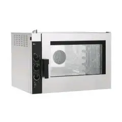 ELECTRIC GASTRONOMY AND PASTRY CONVECTION OVEN - Mod NEME52 - ELECTROMECHANICAL CONTROLS - HUMIDIFIER - TWO SPEED MODE - THREE PHASE 400/3/50 - POWER KW 6,3 - CAPACITY: 5 X (GN 1/1 ; 60 X 40) - TRAY SPACING Cm 7,4 - DIMENSIONS cm L 90,7 X D 76,2 X h 67 - 
