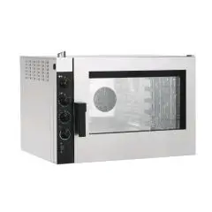 ELECTRIC GASTRONOMY AND PASTRY CONVECTION AND STEAM COMBINATION OVEN - Mod NECE52 - ELECTROMECHANICAL CONTROLS - HUMIDIFIER - TWO-SPPED MOTOR - THREE PHASE 400/3/50 - POWER KW 6,3 - CAPACITY: 5 X (GN 1/1 ; 60 X 40) - TRAY SPACING cm 7,4 - DIMENSIONS cm L 