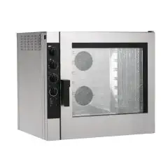 ELECTRIC GASTRONOMY AND PASTRY CONVECTION AND STEAM COMBINATION OVEN - Mod NECE72 - ELECTROMECHANICAL CONTROL - HUMIDIFIER - TWO SPEED MODE - THREE PHASE 400/3/50 - POWER KW 9,6 - CAPACITY: 7 X (GN 1/1 ; 60 X 40) - TRAY SPACING cm 7,4 - DIMENSIONS cm L 90