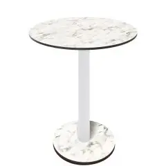 Table with round top - brooklyn light finish - White column - Model 227-HPR-403 - with base H 73 cm