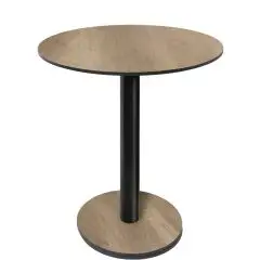 Table with round top - canyon finish - Black column - Model 227-HPR-403 - with base H 73 cm