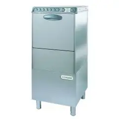 COMMERCIAL GRADE AISI 304 18/10 STAINLESS STEEL DISHWASHER - MOD. 4SA - THREE PHASE - MAX HEIGHT CLEARANCE cm 37 - SQUARE RACK cm 50 x 50 - CYCLE 60" / 120"  - Total dimensions cm 59,4x63,7x133,3