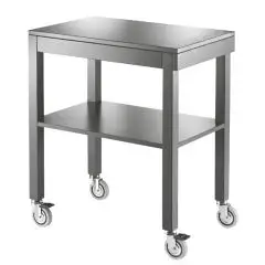 TWO-SHELF TROLLEY - MOD. 6830 - SOLID WOOD LEGS - N. 2 MELAMINE SHELVES - DIMENSIONS cm L70XD45x84H