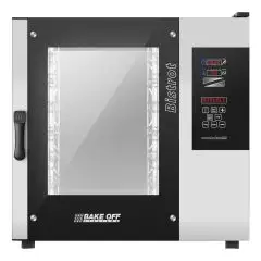 ELECTRIC CONVECTION AND STEAM OVEN WITH TOUCH SCREEN CONTROLS - Cod. BISTROT 665E - SUITABLE FOR BAKERY AND PÂTISSERIE - Capacity: n. 6 40x60 or 46x66cm baking trays - Power Kw 10 - Electric power supply: 230/400 V 50/60 Hz - Max temperature: 270°C - Exte