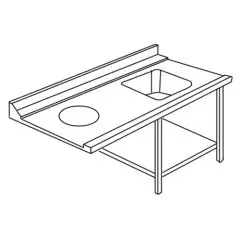 ENTRANCE TABLE WITH TUB AND HOLE FOR HOOD-TYPE DISHWASHERS - Mod ACTAVINCV - AISI 304 STAINLESS STEEL STRUCTURE - LEFT/RIGHT ACCORDING TO THE MODEL - WITH LOWER SHELF - EQUIPPED WITH RAISED EDGE - FOR DISHWASHERS MODEL LAPI 50 C AND LAPI 50 C PL