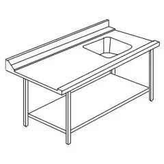 ENTRANCE TABLE WITH TUB AND RAISED EDGE FOR HOOD-TYPE DISHWASHERS - Mod ACTAVINV - AISI 304 STAINLESS STEEL STRUCTURE - LEFT/RIGHT ACCORDING TO THE MODEL - WITH LOWER SHELF - FOR DISHWASHERS MODEL LAPI 50 C AND LAPI 50 C PL