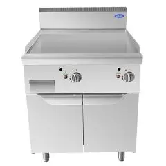 GAS GRIDDLE WITH SMOOTH STAINLESS STEEL PLATE - Mod. CV9I8IHC - AMBIENT CUPBOARD WITH HINGED DOORS - Power kW 20 - Dimensions cm L 80 x D 90 X H 114 - CE approved