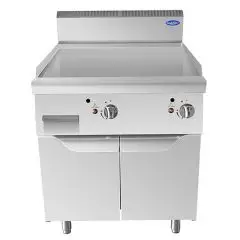 GAS GRIDDLE WITH SMOOTH STAINLESS STEEL PLATE - Mod. CV7I8IHC - AMBIENT CUPBOARD WITH HINGED DOORS - Power kW 14 - Dimensions cm L 80 x D 70 X H 108,5 - CE approved
