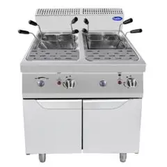 GAS PASTA COOKER - Mod. CV7I8RH - NO. 2 TANKS 24L + 24L - AMBIENT CUPBOARD WITH HINGED DOORS - Power kW 20 - Dimensions cm L 80 x D 70 X H 108,5 - CE approved