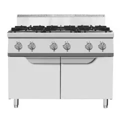 GAS COOKER - Mod. CV9I6DH1 - NO. 6 BURNERS - AMBIENT CUPBOARD WITH DOORS - PILOT LIGHT - Power kW 53,5 - Dimensions cm L 120 x D 90 X H 114 - CE approved