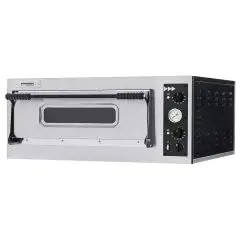 ELECTRIC PIZZA OVEN - MECHANICAL CONTROL - Mod. BASIC 4 - Single deck oven - Firebrick oven base - Chamber dimensions cm 66x66x14h - N. Pizzas 4 (Ø cm 32) - Power 4,7 Kw - CE approved