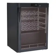 REFRIGERATED WINE DISPLAY - Mod. G-BJ118 - Capacity for bottles: 24 x 0,75 liters - Differentiated temperature depending on the shelves - Temperature +5/+18 °C - Power W 77 - Single-phase power supply 230V/1/50Hz - Dimensions cm L 60 x D 60,3 x H 86 - CE 
