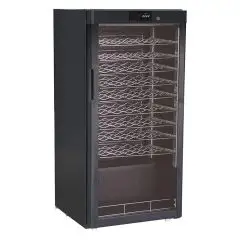REFRIGERATED WINE DISPLAY - Mod. G-BJ208 - Capacity for bottles: 54 x 0,75 liters - Differentiated temperature depending on the shelves - Temperature +5/+18 °C - Power W 82 - Single-phase power supply 230V/1/50Hz - Dimensions cm L 60 x D 60,3 x H 126 - CE