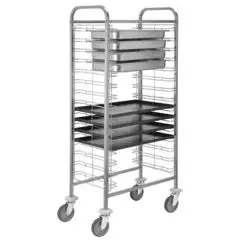 GN PAN / 60x40 TRAY RACK TROLLEY - MOD. CA165 - Stainless steel construction - Chrome-plated steel wire runners - Capacity N. 10/15 pans GN 1/1 (cm 53x32,5) or N. 10/15 trays 60x40 (according to model)