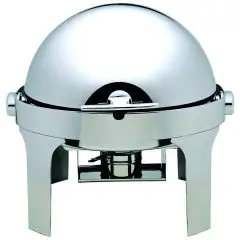 Chafing dish - Mod CD6504 - Polished stainless steel structure - 180° Roll top lid - Alcohol burners - Dimensions L 50 x D 52 x 45 h