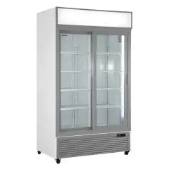 UPRIGHT FRIDGE - PAINTED STEEL - FOR BEVERAGES - VENTILATED - Mod EN1100X2IEUN - CAPACITY OF 888 Lt - 2 SLIDING GLASS DOORS - TEMPERATURE 0/+10°C - DIMENSIONS cm L 113 x D 70 x 202,3 H - CE STANDARD