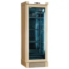 WINE DISPLAY COOLER - Mod ENY 420 N NATURAL - STATIC - TEMPERATURE °C +4/+18 - N. 1 GLASS DOOR - NATURAL ASH WOOD STRUCTURE - GROSS CAPACITY Lt. 382 - NET CAPACITY Lt. 342 - POWER W 230 - POWER SUPPLY 220/50Hz SINGLE PHASE - DIMENSIONS cm L 65,5 x D 63,5 