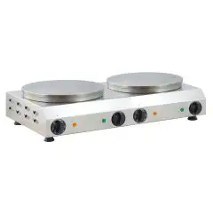 ELECTRIC CREPPE MACHINE - MOD. ETR3535G - 2 COOKING PLATES Ø 350 mm EACH - POWER SUPPLY 400V/3/50-60Hz THREE-PHASE - POWER W 2400 + 2400 - CE Standard