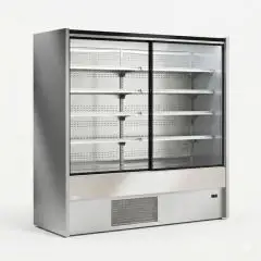 SELF-SERVICE REFRIGERATED WALL DISPLAY - VENTILATED REFRIGERATION - TEMPERATURE &deg;C +0/+2 - SUITABLE FOR BEVERAGES, DAIRY PRODUCTS AND PRE-PACKAGED PRODUCTS - MOD. CHAMONIX 4P CP - SLIDING DOORS - 4 SHELVES